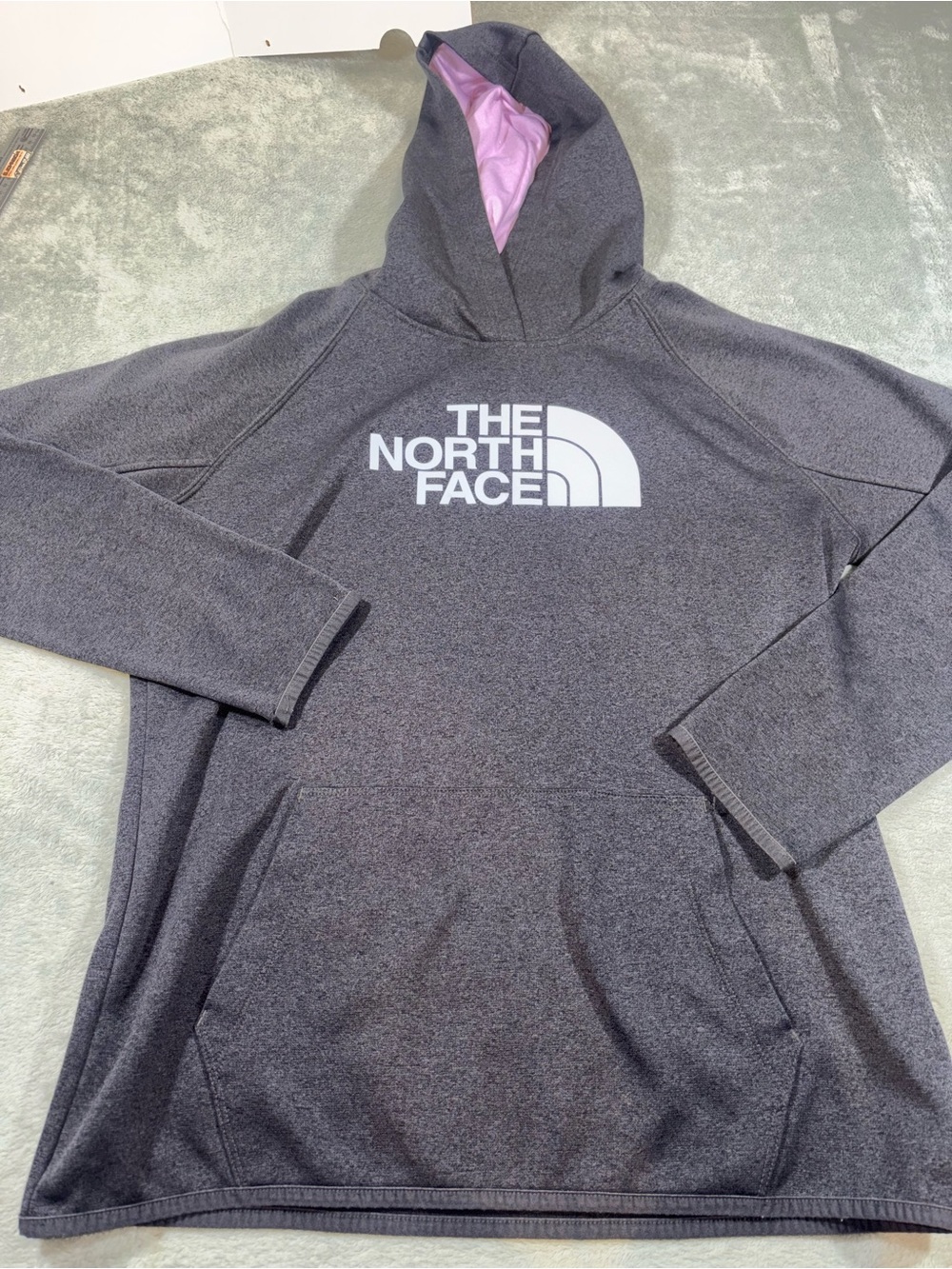 The North Face Gray Half Dome Pullover Hoodie Women's L Purple Lining